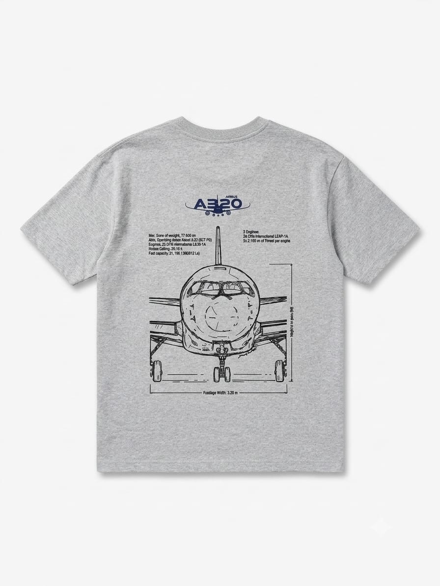 Ferovive A320 oversized t-shirt in premium cotton with aircraft schematic print