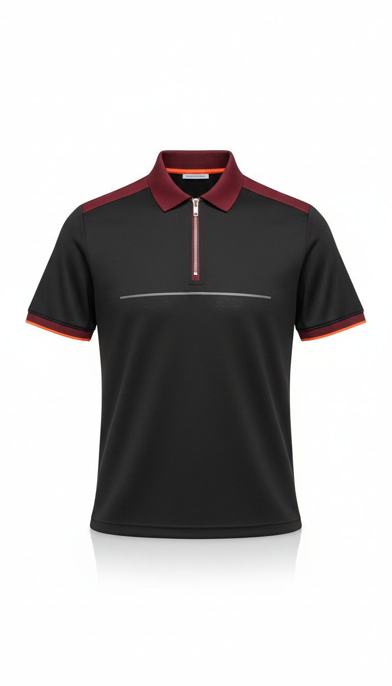 Graphite Black Mesh Zipped Polo
