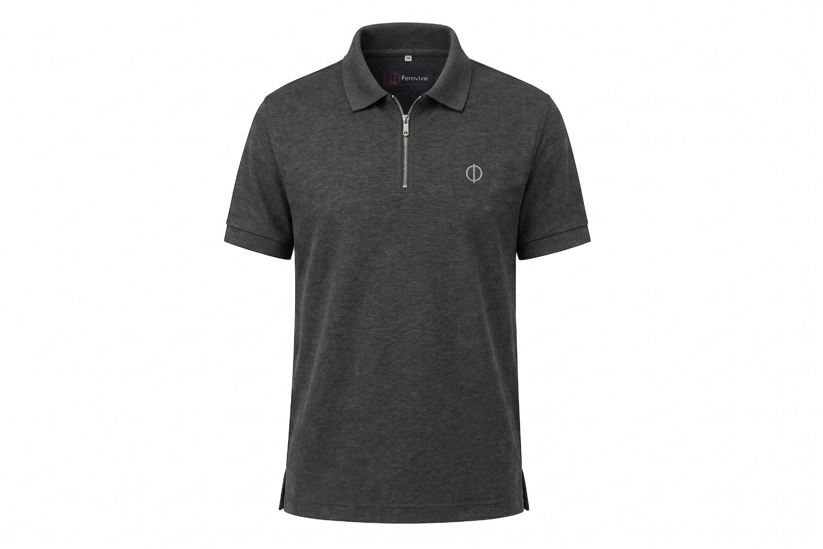 Ferovive Charcoal Zipped Polo T-Shirt