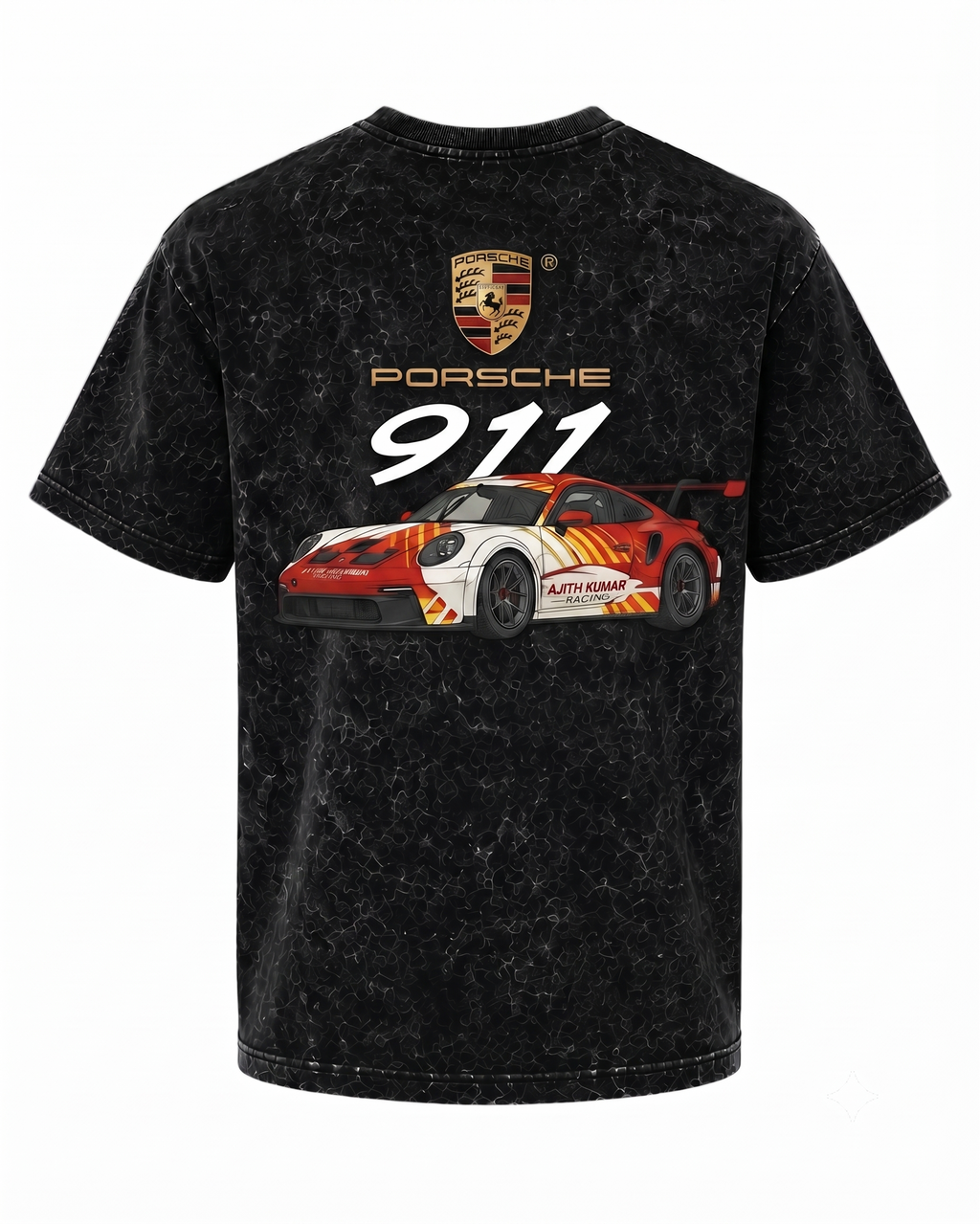 Ferovive optic wash oversized t-shirt with motorsport-inspired racing graphic