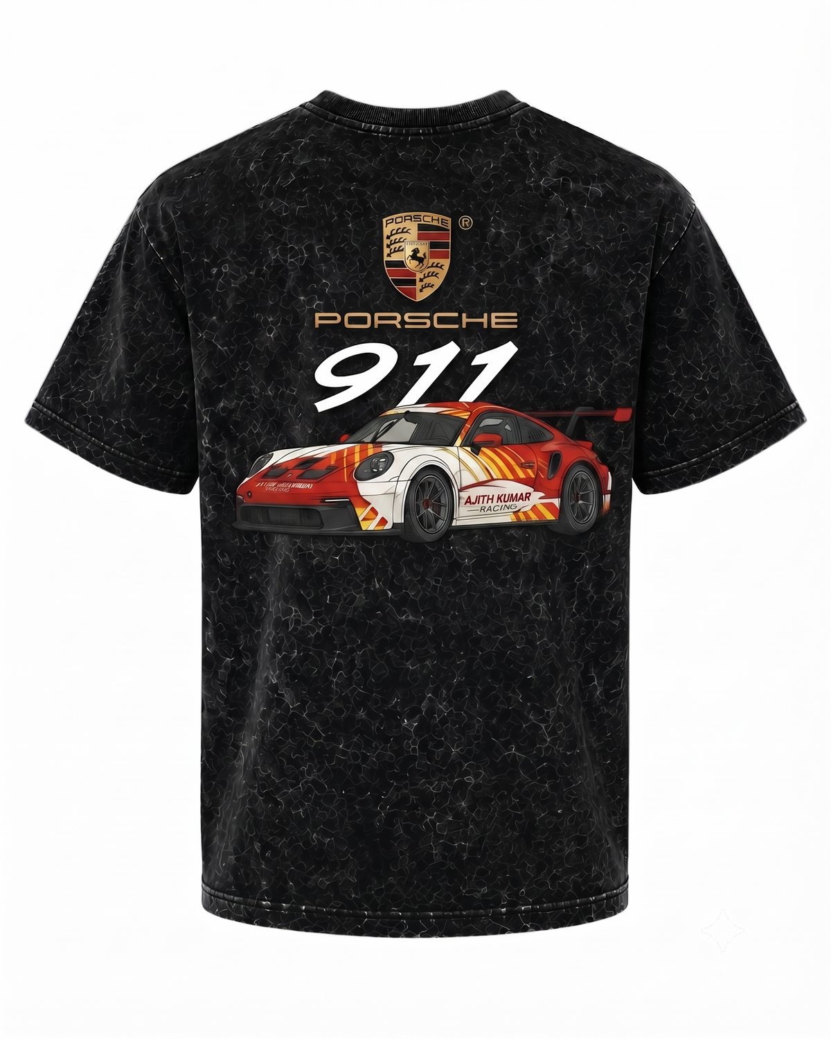 Ferovive optic wash oversized t-shirt with motorsport-inspired racing graphic