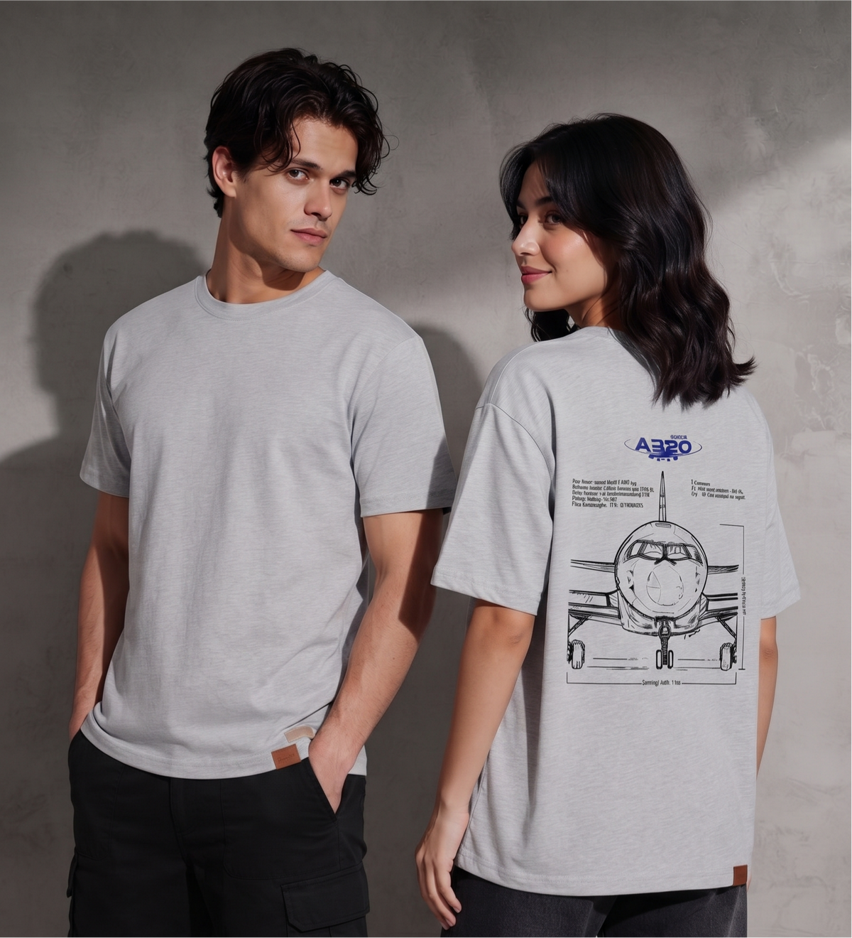 Ferovive A320 oversized t-shirt in premium cotton with aircraft schematic print