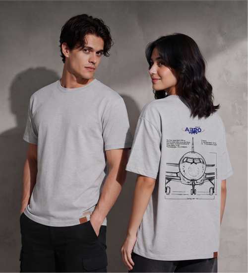 Ferovive A320 oversized t-shirt in premium cotton with aircraft schematic print