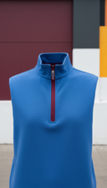Signal Blue Contrast Zipped Polo