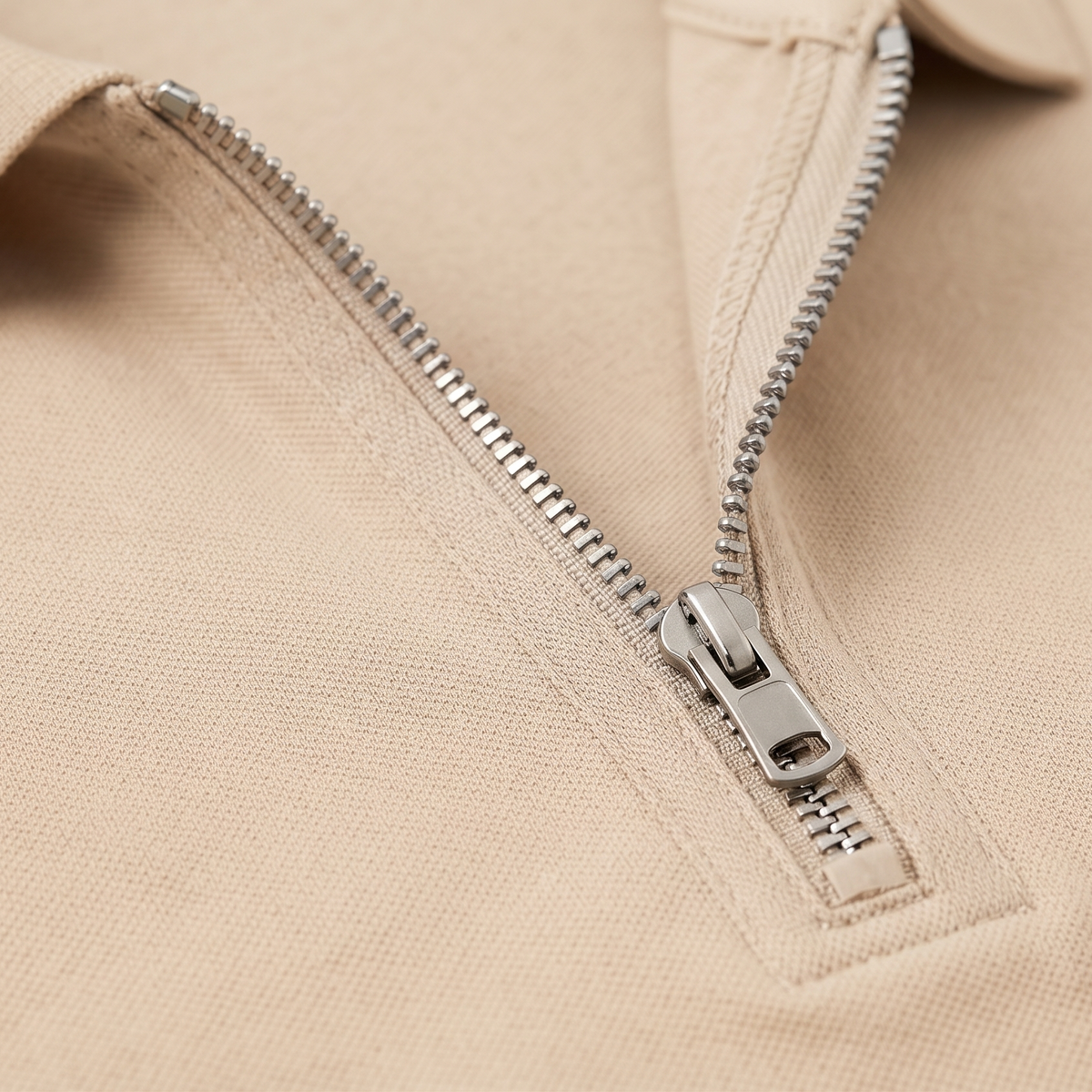 Ferovive premium zipped polo t-shirt in beige