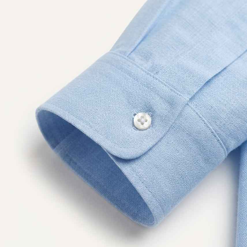 Blue Mens Formal Cotton Linen  Shirt