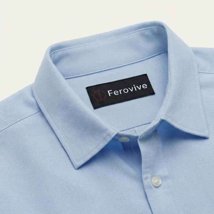 Blue Mens Formal Cotton Linen  Shirt