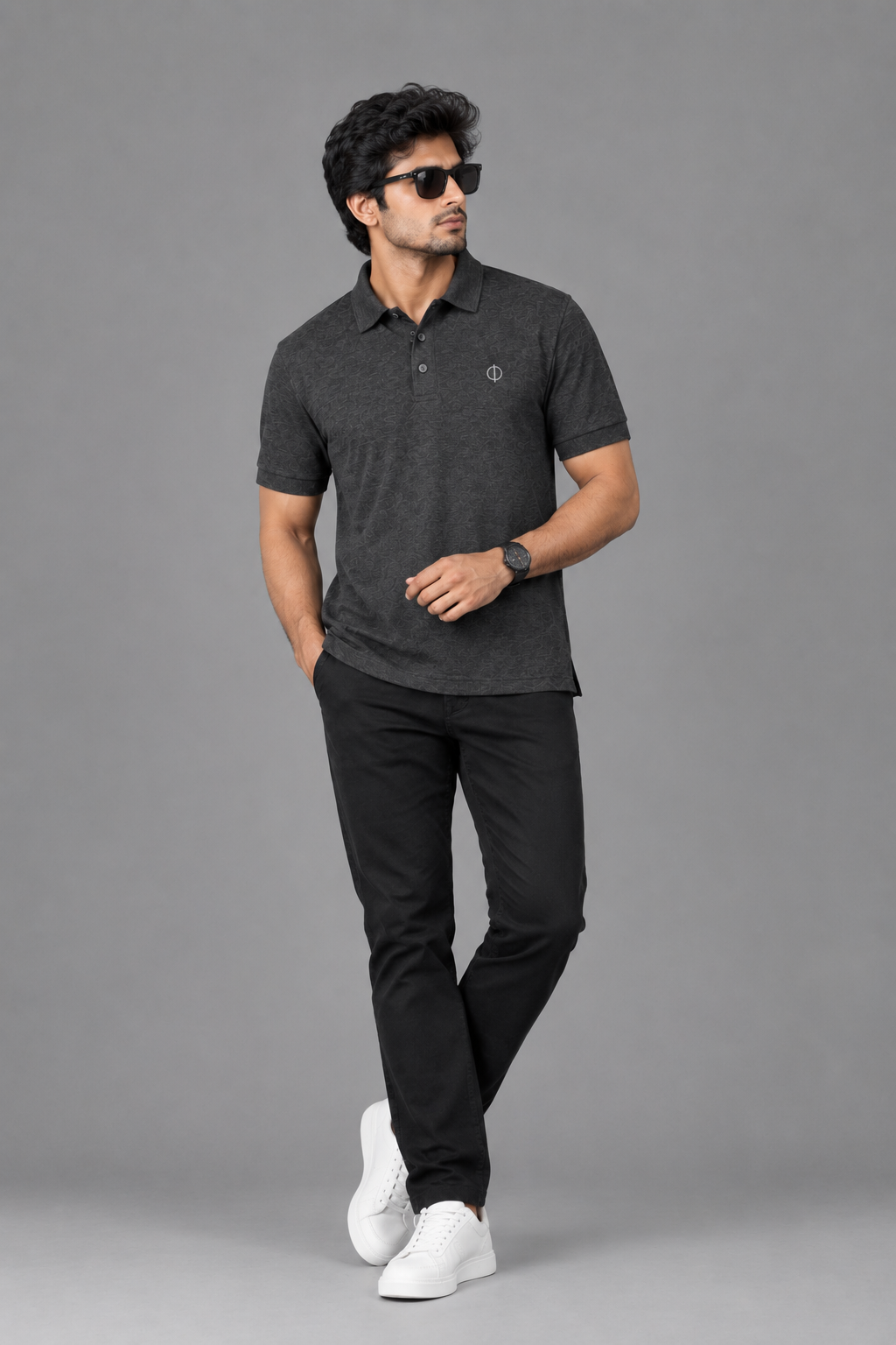 Ferovive casual polo t-shirt in grey