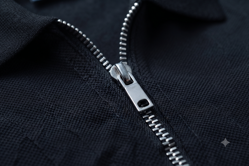 Ferovive premium zipped polo t-shirt in black